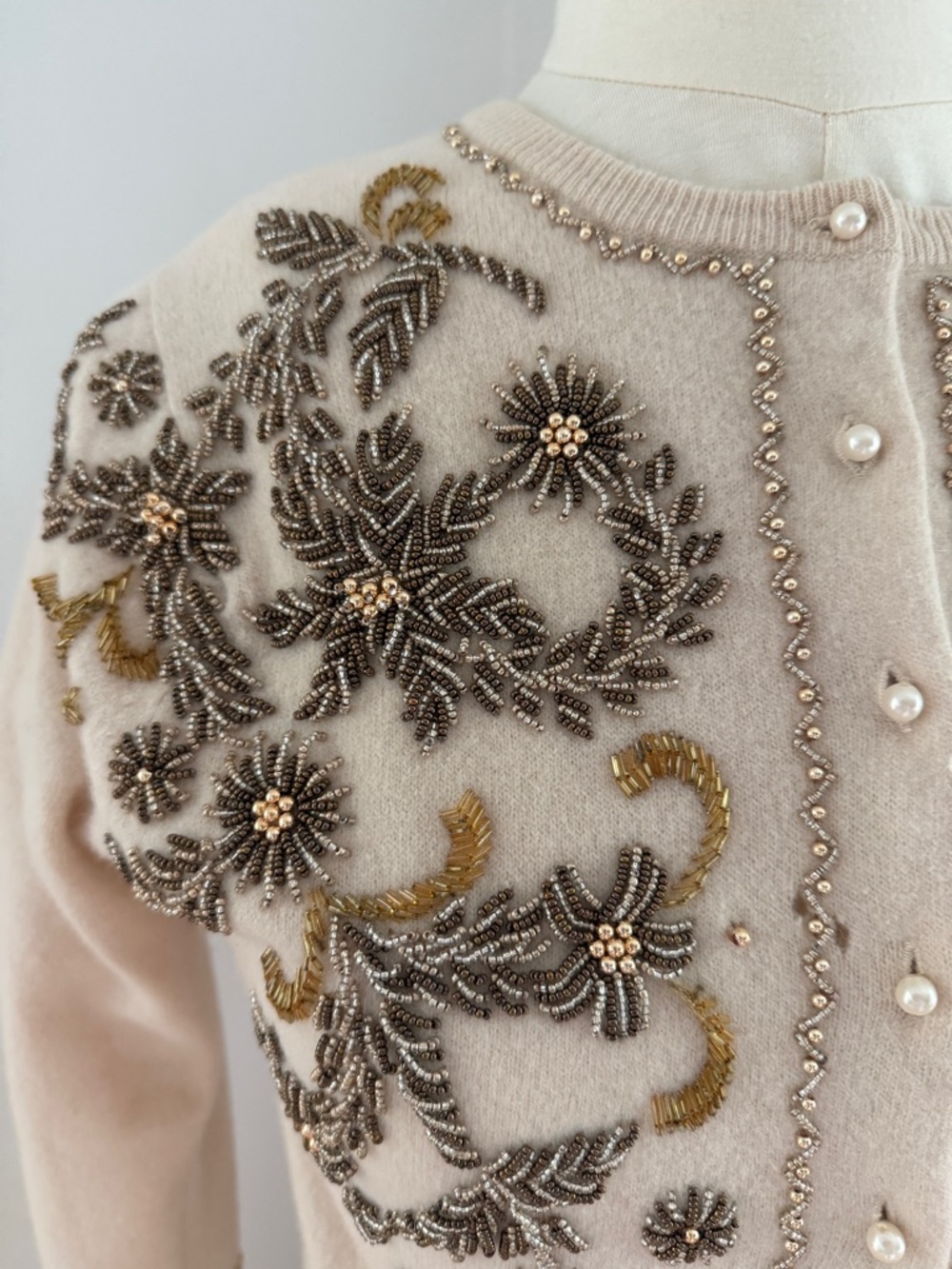 Embroidered Pearl-Button Crewneck Sweater - Picture 3 of 9
